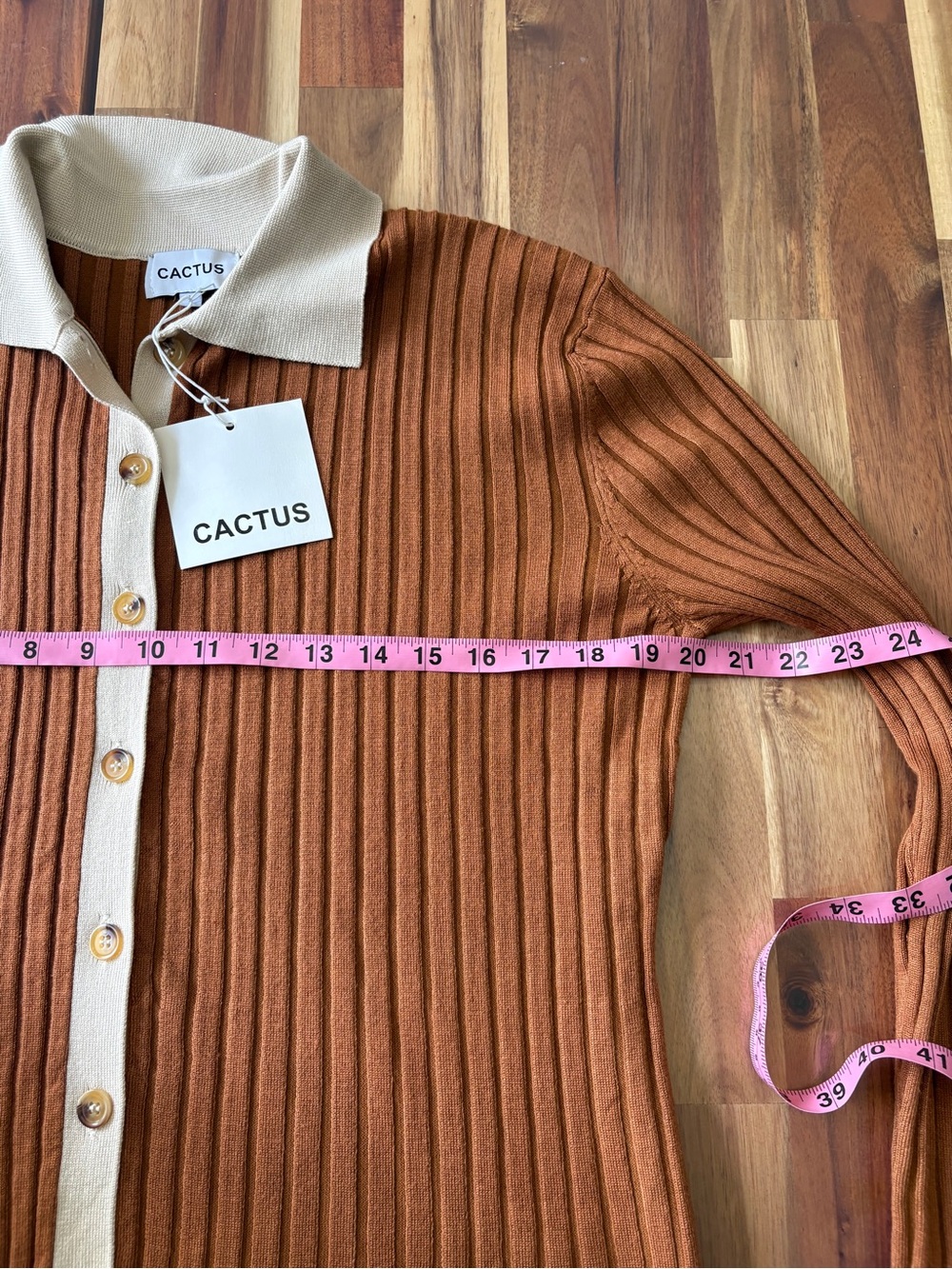 NWT Cactus Rust Ribbed Knit Collared Button Front Cardigan Top Small - Picture 6 of 10